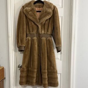 French custom made Mink and leather trench coat. Teddy bear design